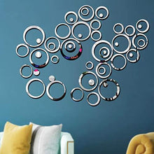 Load image into Gallery viewer, Bikri Kendra - Ring and dots 44 Silver - 3D Acrylic Decorative Mirror Wall Stickers - Home Decor Lo
