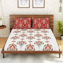 Load image into Gallery viewer, Spaces Atrium 144 TC 100% Cotton Queen Size Double Bedsheet with 2 Pillow Covers (Ornate, 88&quot; X 100&quot; Inches) - Poppy Red - Home Decor Lo