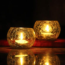 Load image into Gallery viewer, Brahmz Candle Holder Crackle Tealight Votive for Home Decor Gift Glass Candle Votive (Yellow - Pack of 2) - Home Decor Lo