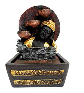 Amaira Handicrafts Gautam Buddha Indoor Outdoor Table Top Water Fountain with LED Lights House Warming Gift | Festival Gift | Birthday Gift | Home Decor | Office Decor - Home Decor Lo