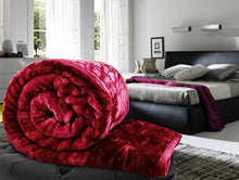 Load image into Gallery viewer, EVERDECOR Balaji Creations Blanket Single Bed (150cms x 225cms) Embossed-Maroon 1.5kg (63x90) Solid Colour Ultra Soft Floral Mink Heavy Winter Blanket - Home Decor Lo