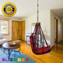 Load image into Gallery viewer, Tichkule Make in India, Soft Leather Velvet Hanging Swing Chair, Jhula for Adults, Swing for Indoor/Outdoor, Home, Balcony & Garden, 200 Kgs Weight Capacity (Red, Free Hanging Accessories) - Home Decor Lo