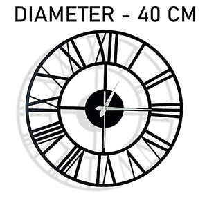 TW TICKER Designer Roman Number Metal Wall Clock(40 cm,Mate Black) - Home Decor Lo
