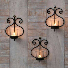 Load image into Gallery viewer, Collectible India Set of 3 Iron Wall Sconce Candle Holder Wall Art Tealight Hanging Candle Holder Home Lights for Decoration - Home Decor Lo