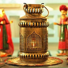 Load image into Gallery viewer, SADHUBELA Iron Jaisalmeri Mehrab Art Burni Diya Lantern (Gold_7 Inch X 7 Inch X 12.2 Inch) - Home Decor Lo