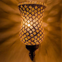Load image into Gallery viewer, DEVBEADS Golden Wave Hurricane Wall Bracket Glass Mosaic Lamp 19cm - Home Decor Lo