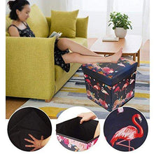 Load image into Gallery viewer, Almand Portable & Foldable Laundry Box Cum Sitting Stool Folding Attractive Prints Pouffe/Sitting Stool/Stool/pouffes for Living Room/Puffy Stool (12" L×12" W ×12" H)(1 pcs) - Home Decor Lo