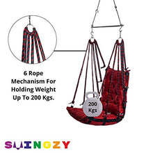 Load image into Gallery viewer, Tichkule Make in India, Soft Leather Velvet Hanging Swing Chair, Jhula for Adults, Swing for Indoor/Outdoor, Home, Balcony & Garden, 200 Kgs Weight Capacity (Red, Free Hanging Accessories) - Home Decor Lo