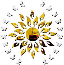 Load image into Gallery viewer, Bikri Kendra - Sun Golden with Butterfly Silver - 3D Mirror Acrylic Wall Stickers Decorative - Home Decor Lo