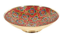 Load image into Gallery viewer, SkyWalker Hand Crafted Metal Brass Fruit Bowl with Minakari Work for Home Decoration (7-inch, Multicolour) - Home Decor Lo