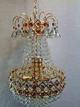 Load image into Gallery viewer, Roshni & Light Small Metallic Chandelier with Colour Crystal (Multicolour) - Home Decor Lo