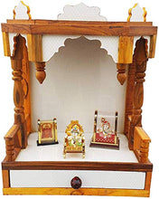 Load image into Gallery viewer, SANRACHNA Wooden Mandir for Pooja Room- Wall Hanging Temple Height-48, Length-40, Width-25 cm (White) - Home Decor Lo