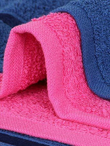 Story@Home 6 Piece Cotton Bath And Hand Towel Set - Pink And Navy - Home Decor Lo