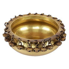 Load image into Gallery viewer, Two Moustaches Brass Urli Traditional Bowl with Bells Showpiece - Home Decor Lo