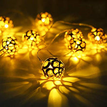 Load image into Gallery viewer, LILYPIN® Metal Ball Morrocan Orb White Wire String Light Fairy Lights for Diwali and Festival Decorations - Warm White - Home Decor Lo