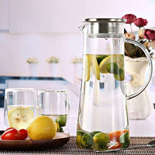 Load image into Gallery viewer, ADITYA FASHION Glass Water Jug with Lid Glass Pitcher Hot Water Jug Milk Carafe Glass Water Jug for Dining Table 1300 ml - Home Decor Lo