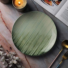 Load image into Gallery viewer, Tatvam Lifestyle Handpainted Aurorae Ceramic Full Dinner Plates (10 inches, Set of 4)