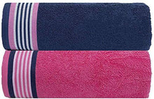 Load image into Gallery viewer, Casa Copenhagen 500 GSM 2 Pieces Large (70 cm x 140 cm) Cotton Bath Towel Set - Pack of 2 (Blue & Pink 70 cm x 140cm) - Home Decor Lo