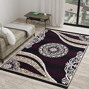Vram 5D Designer Superfine Exclusive Velvet Carpet | Rug | Living Room | Bedroom | Hall | School | Temple | Bedside Runner | - |60" inch x 84" inch | 150 cm x 210 cm | 5 Feet x 7 Feet | - Wine - Home Decor Lo