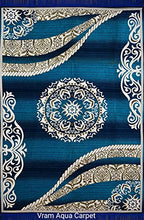 Load image into Gallery viewer, Vram Floral Carpet (Sky Blue, Velvet, 5 x 7 ft) - Home Decor Lo