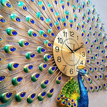 Load image into Gallery viewer, ARKS Home Decoration European Peacock Wall Clock Non-Ticking Silent Quartz Metal Clocks, with bic Numerals,Diamond Roundation (70 * 65 * 21cm) - Home Decor Lo