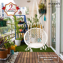 Load image into Gallery viewer, Patiofy Made in India Swing Chair for Balcony Home Indoor/Outdoor Hanging Wooden Swing for Kids jhula Hanging Chair (White) - Home Decor Lo