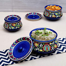 Load image into Gallery viewer, Tashveen Articles Stoneware Mughal Handies Set of 3, 1200, 800, 500 ml, 3 Piece (Blue Multicolour) Serving Set Bowl Set Dining Tableware - Home Decor Lo