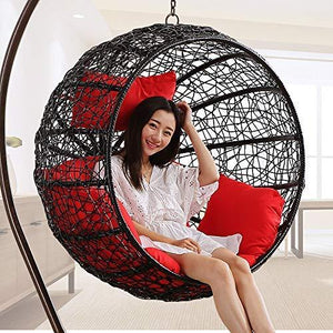 Carry Bird Big Boss Wicker Rattan Hanging Egg Chair Swing for Indoor Outdoor Patio Backyard, Comfortable Relaxing with Cushion and Stand (Standard Honey Swing, White) - Home Decor Lo
