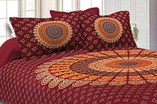 Load image into Gallery viewer, JaipurFabric Jaipuri Print Cotton Double Bedsheet with 2 Pillow Cover Set Red Mandala Bedsheet Tapestry Floral Print 120TC King Size, 86 x 106 inch (Red) - Home Decor Lo