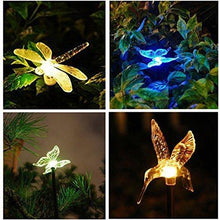 Load image into Gallery viewer, Quace Solar Garden Lights, Hummingbird, Butterfly & Dragonfly Solar Stake Lights, Solar Powered Pathway Lights, Multi-Color Changing Led Lights - Home Decor Lo