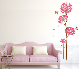 Decals Design 5700050 StickersKart Wall Stickers Flowers Pink Dandelion Large Size Vinyl Wall Decal for Home Wall Covering Area: 95cm x 160cm(Multicolor) - Home Decor Lo