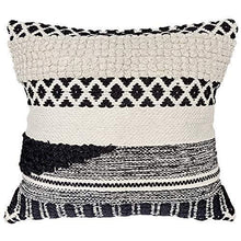 Load image into Gallery viewer, AJS Living Cushion Cover, Pillow for Home Office School Chair seat, Takiya of Off- White & Black Every Day Cushions, Colour White and Black, Size- 18 x 18 inch/45 * 45cm - Home Decor Lo