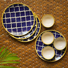 Load image into Gallery viewer, ExclusiveLane 'Moroccan Handpainted' Ceramic Plates for Dinner Ceramic Dinner Plates with Katoris (8 Pieces, Serving for 4, Dishwasher & Microwave Safe) -Dinner Sets Ceramic Bowls Set Dinnerware Sets - Home Decor Lo
