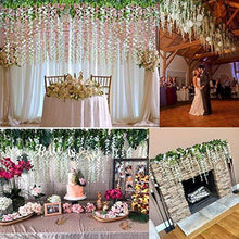 Load image into Gallery viewer, 12 Pack 1 Piece 3.6 Feet Artificial Fake Wisteria Vine Ratta Hanging Garland Silk Flowers String Home Party Wedding Decor (White) - Home Decor Lo