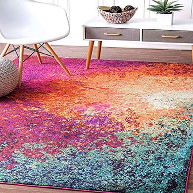 Status Contract Abstract Persian Persian Carpet Rug Runner (Multicolour, Polyester, 3 x 5 Feet ) - Home Decor Lo