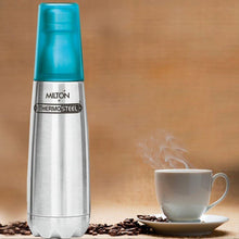 Load image into Gallery viewer, Milton Vertex-1000 Thermosteel Water Bottle with Blue Cap, 1 Litre, Silver - Home Decor Lo
