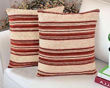 Load image into Gallery viewer, Saral Home Textured Stripes Chenille Sofa Cushion Cover (Maroon, Set of 2 pc, 40x40 cm) - Home Decor Lo