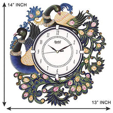 Load image into Gallery viewer, asian multistore hub Stylish Ajanta Wall Clock for Home Living Room Office Bedroom Decor (Royal Peacock Design, 12x12 Inch, Wooden, Blue White) - Home Decor Lo