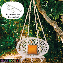 Load image into Gallery viewer, Swingzy Make In India, Cotton Rope Hanging Swing for Adults, Kids for Indoor, Outdoor, Home, Patio, Yard, Balcony, Garden (100 Kg Capacity, White) - Home Decor Lo