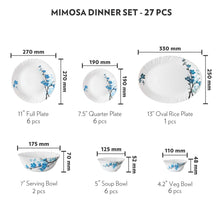 Load image into Gallery viewer, Borosil Mimosa Opalware Dinner Set, 27-Pieces, White - Home Decor Lo