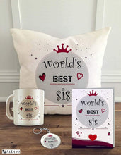 Load image into Gallery viewer, ALDIVO Combo Gift for Sister | Gift for Sister | Gift for Best Sister (12" x 12" Cushion Cover with Filler + Printed Coffee Mug +Greeting Card + Printed Key Ring) - Home Decor Lo