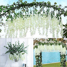 Load image into Gallery viewer, Fourwalls Artificial Polyester and Plastic Hanging Orchid Flower Vine (110 cm Tall, White, Set of 6) - Home Decor Lo