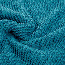 Load image into Gallery viewer, AmazonBasics Knitted Chenille Throw Blanket - 66 x 90 Inches, Teal - Home Decor Lo