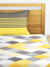 Load image into Gallery viewer, Ahmedabad Cotton 144 TC Cotton Single Bedsheet with 1 Pillow Cover - Yellow and Grey - Home Decor Lo