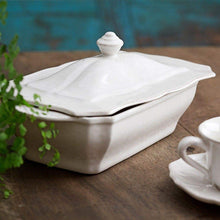 Load image into Gallery viewer, Casafina Stoneware Ceramic Impressions Collection Rect. Covered Casserole 12.75'' x 7.25'' H5.5'' 62.5oz White - Home Decor Lo