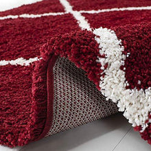 Load image into Gallery viewer, OM Carpet Super Modern Shag, Silky Smooth Rugs Fluffy Rugs Anti-Skid Shaggy Carpet for Home, Living Room, Drawing Room, Main Hall, Carpet for Bed Room (Red + Ivory, 5X7 ft) - Home Decor Lo