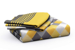 Ahmedabad Cotton 144 TC Cotton Single Bedsheet with 1 Pillow Cover - Yellow and Grey - Home Decor Lo