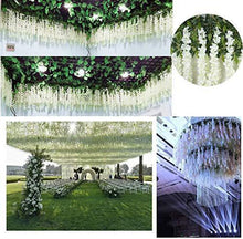 Load image into Gallery viewer, Fourwalls Artificial Polyester and Plastic Hanging Orchid Flower Vine (110 cm Tall, White, Set of 6) - Home Decor Lo