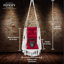 Load image into Gallery viewer, Patiofy Made in India Premium Square Shape Hammock-Hanging Cotton Chair Swing with Cushion and Accessories for Indoor and Outdoor/120 Kg Capacity/Swing Cushion/Chair Cushion for Kids and Adults(White) - Home Decor Lo