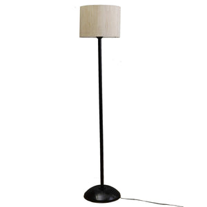 Contemporary Wrought Iron Floor Drum Lamp With Shade: Beige - Home Decor Lo